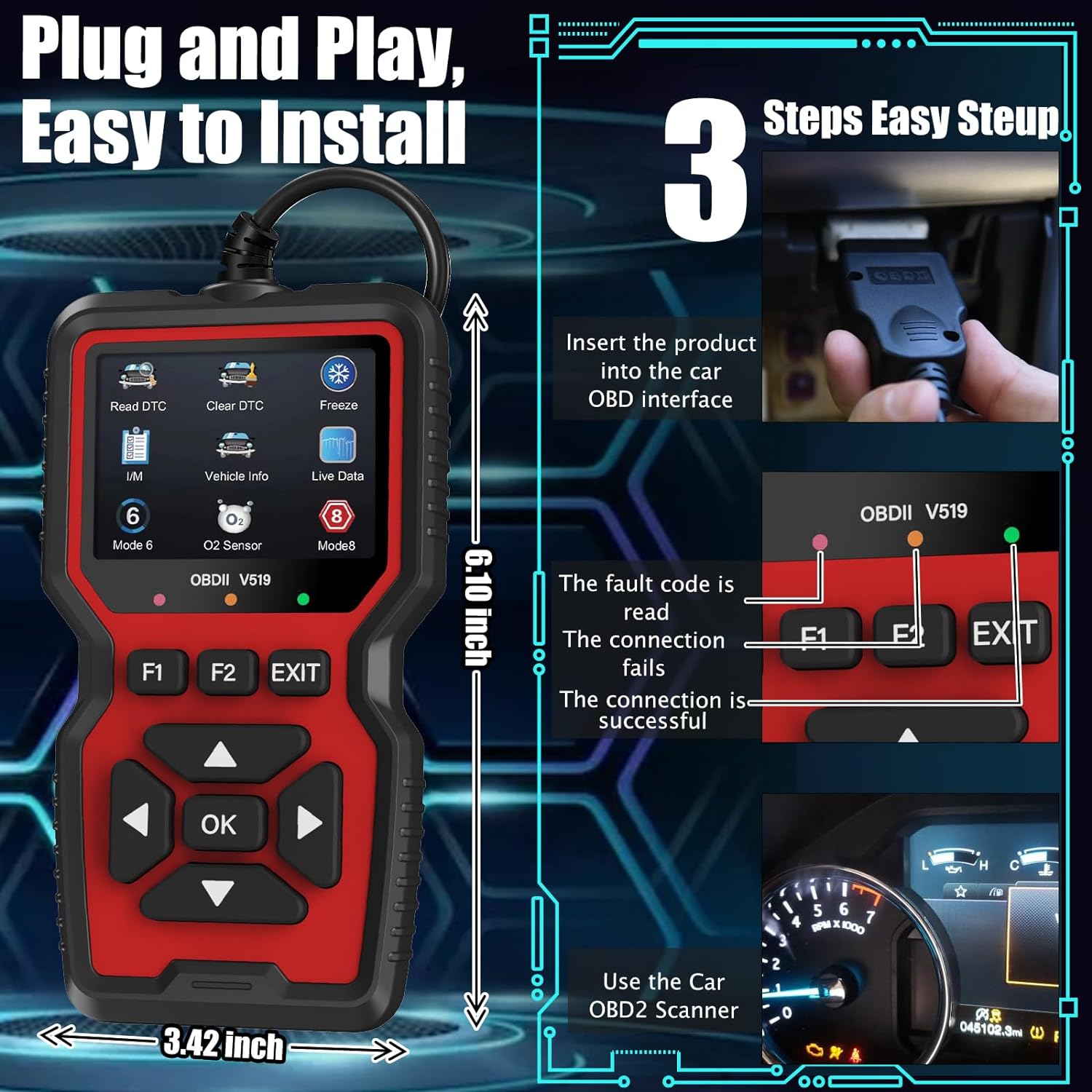 🔧 OBD2 Scanner with Mode 6/8 & I/M Readiness | 1996+ Cars⚡Engine Light Reset⚡【Pro Diagnostic Kit】Code Reader for All OBDII Vehicles - Live Data & 0.5s Response 🔧 OBD2 Scanner with Mode 6/8 & I/M Readiness | 1996+ Cars⚡Engine Light Reset⚡【Pro Diagnostic Kit】Code Reader for All OBDII Vehicles - Live Data & 0.5s Response